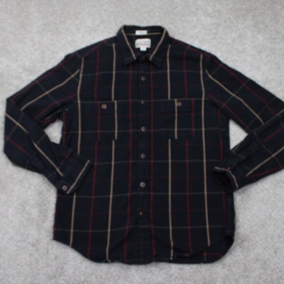 J. Crew Mid-Weight Flannel Shirt Men Large Blue/Red/Yellow Double Brushed Slim - Picture 1 of 13